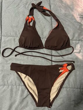 Victoria’s Secret Brown & Orange Two-Piece Bikini Set (Top-L/Bottom-M)
